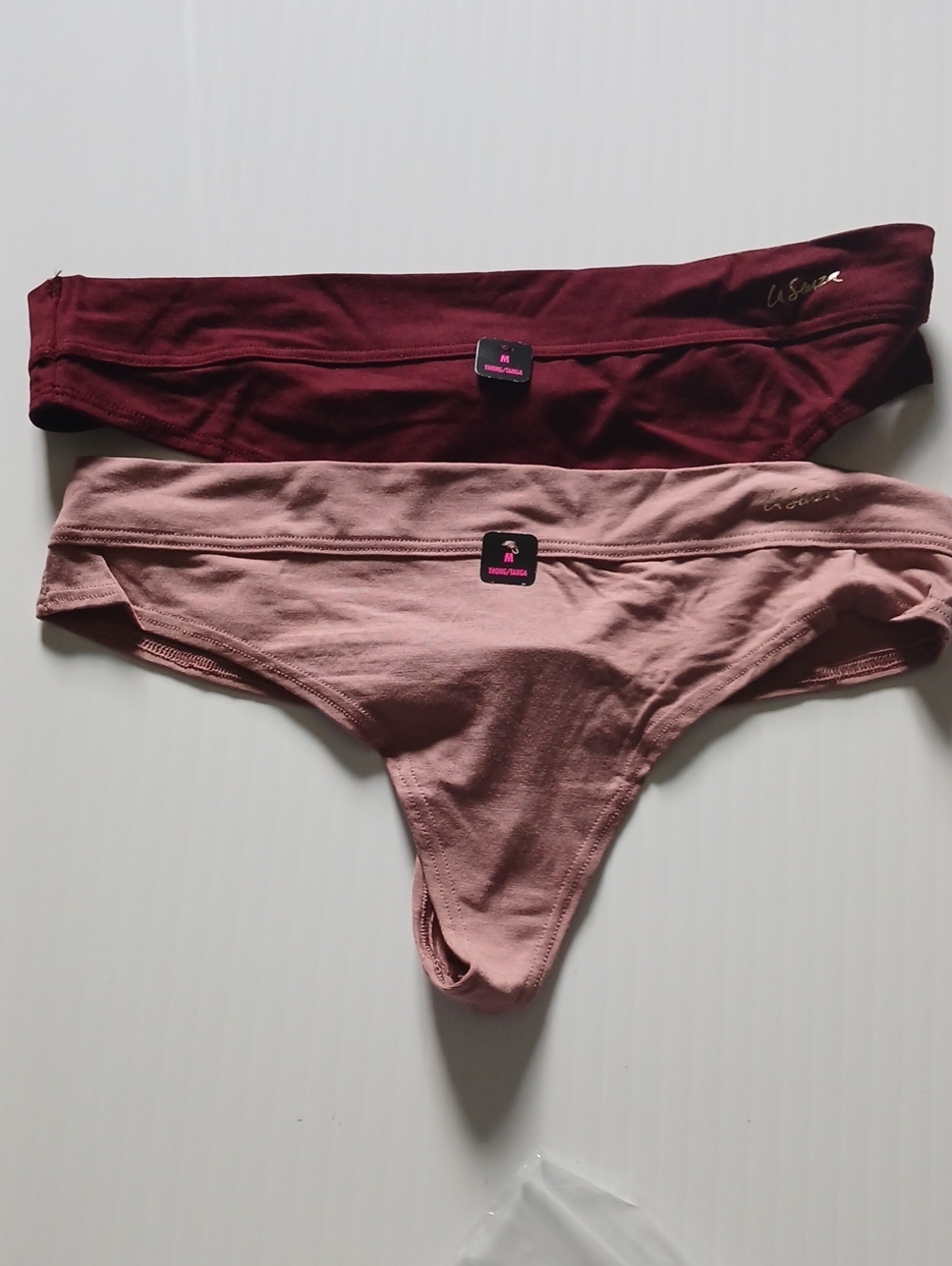 La SENZA Thong Panties Duo in Dusty Pink and Burgundy